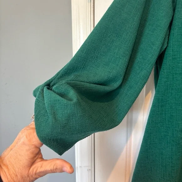 dressbarn Teal Blouse with Shoulder Buttons - Picture 4 of 6